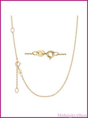 925 Sterling Silver 1.1mm Cable Chain Necklace 22k Gold Plated Adjustable